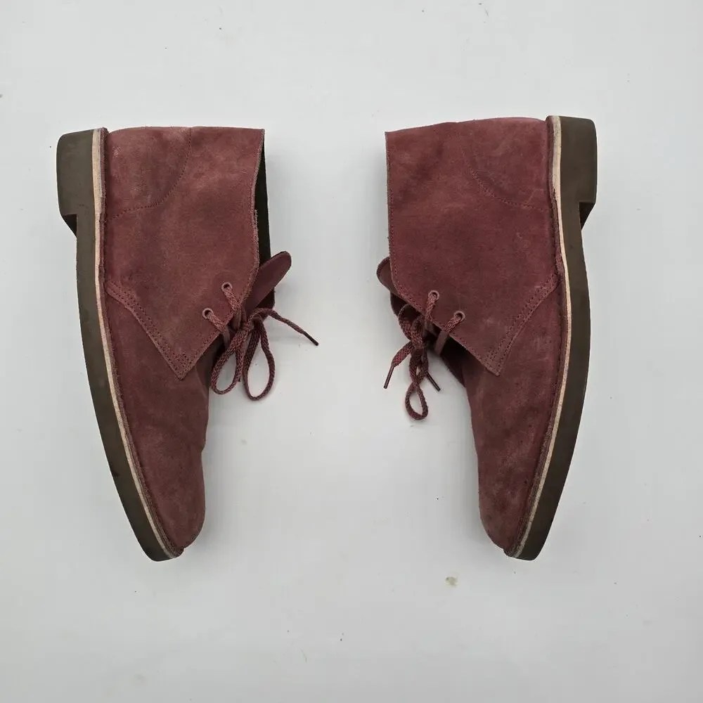 Clarks Boots Mens 9.5 Red Leather Desert Chukka Bootie Lace Up Ankle